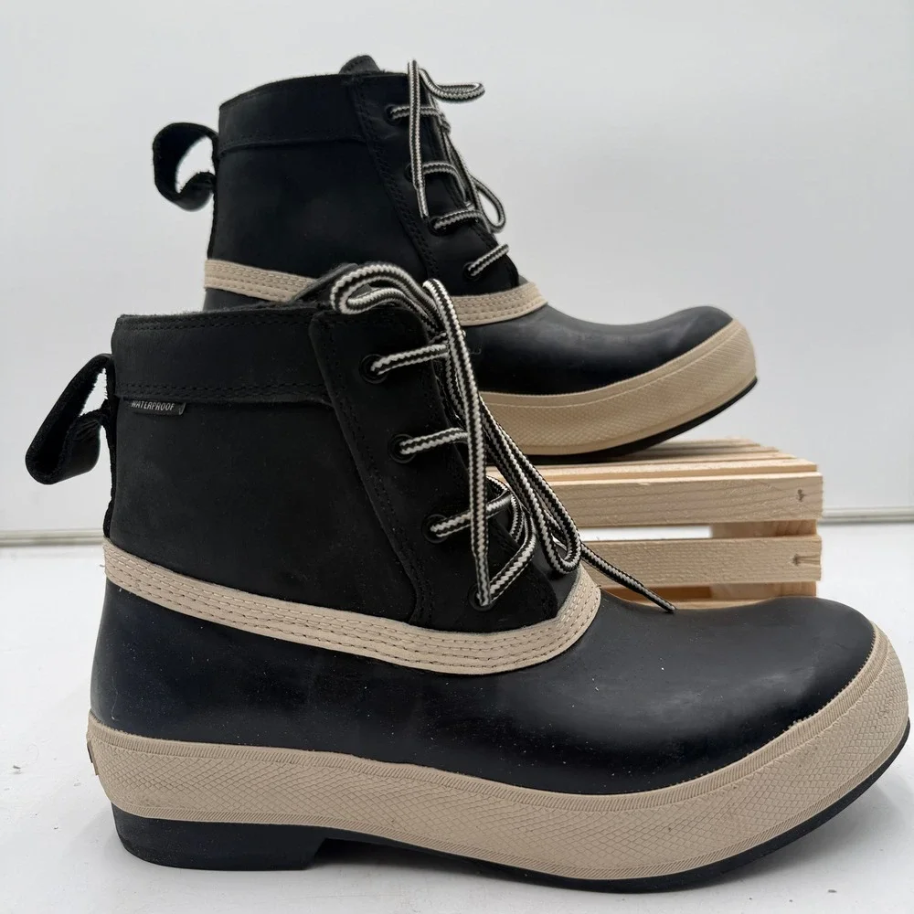 Xtratuf Legacy‎ Lace Waterproof Winter Boots Women's 6 Inch Black Tan Size 10